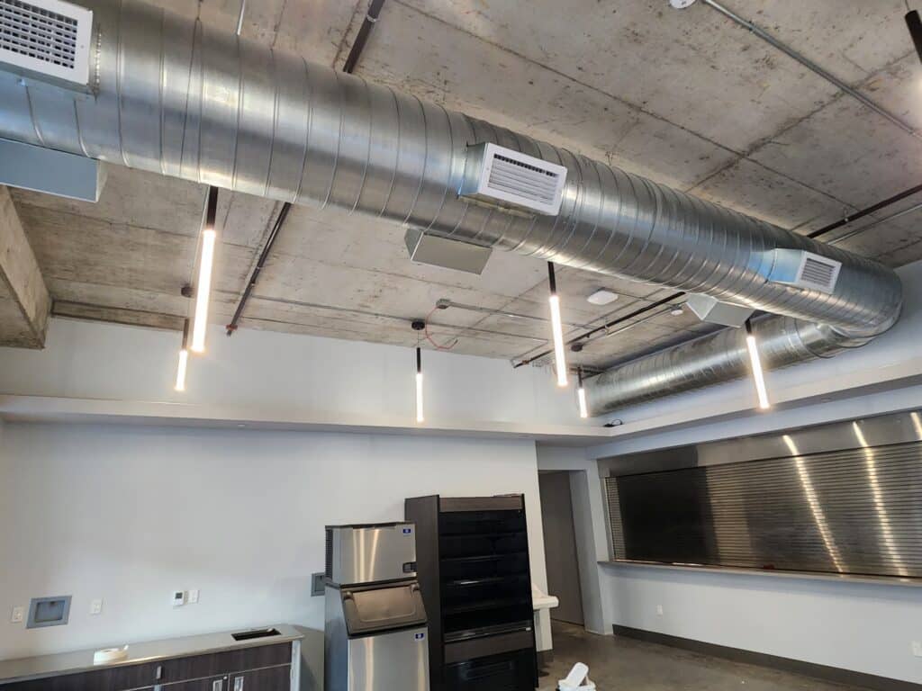 duct work in a commercial kitchen